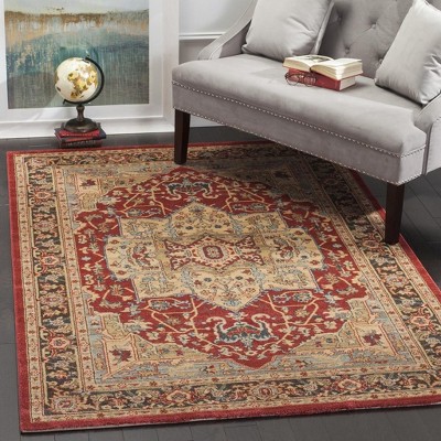Natural and Navy Persian Style Short Pile Area Rug