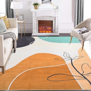 Boho Rug Modern Floral Geometric Abstract Rugs Indoor Accent Rug for Living Room Bedroom - 1 of 4
