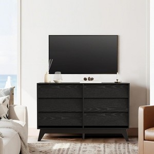 6 Drawer Dresser, Vintage Chest of Drawers with Bevel Design, Modern Dresser TV Stand for Bedroom, Living Room, Entryway and Closet - 1 of 4