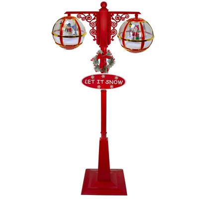 Northlight 74" Lighted Red and Gold Musical Double Christmas Street Lamp