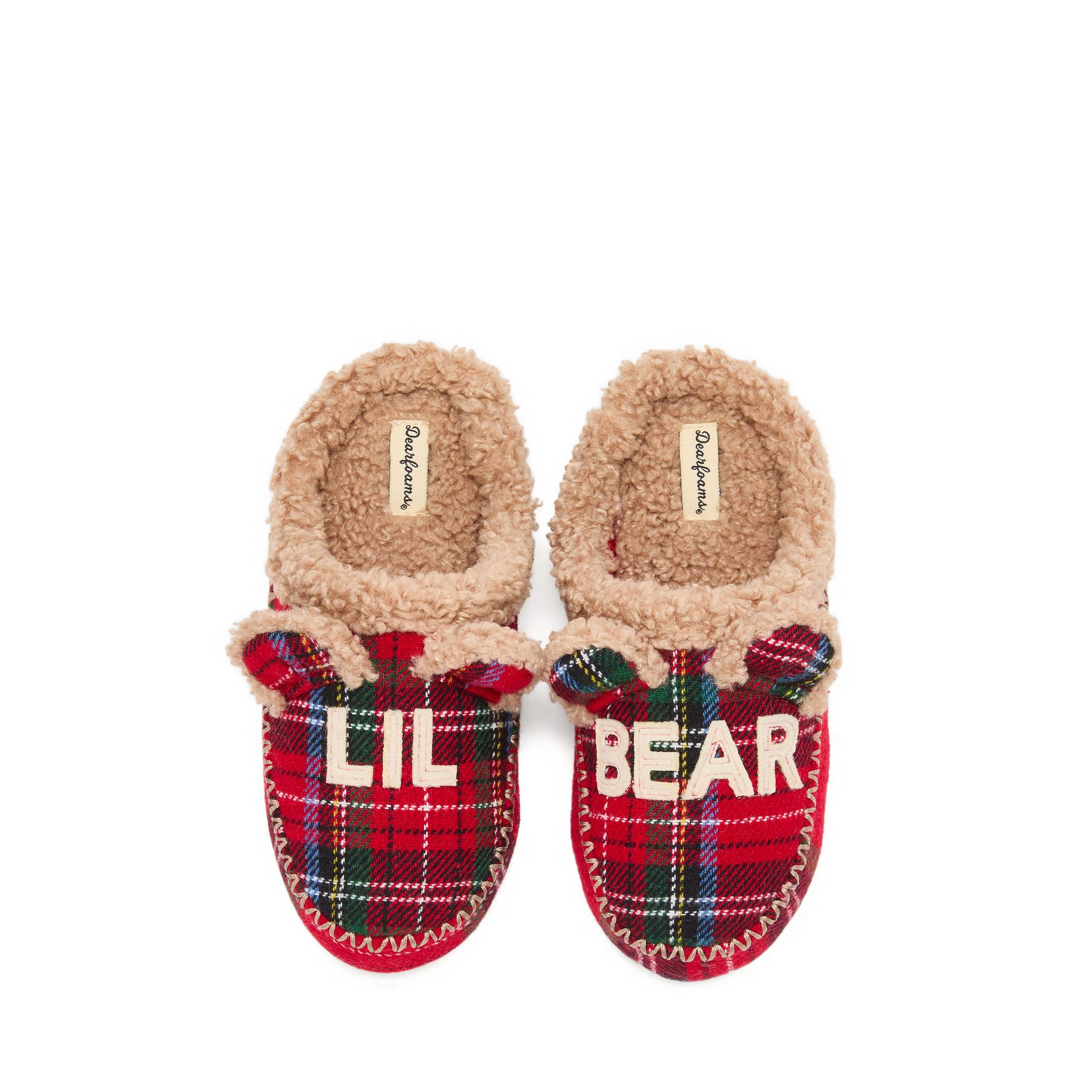 Dearfoams Kid's Lil Bear Clog Slipper - PLAID Size 2-3