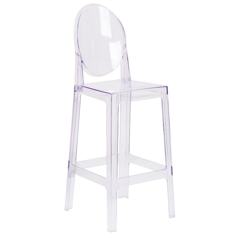 Emma and Oliver Ghost Barstool with Oval Back in Transparent Crystal, 1 of 13