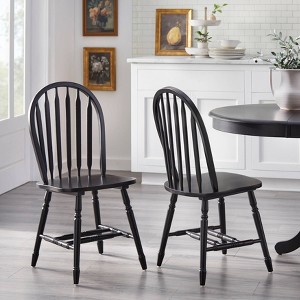 Buylateral Set of 2 Carolina Farmhouse Solid Wood Flat Spindle Windsor Dining Chairs - 1 of 4
