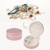 REGALWOVEN PU Leather Mini Portable Compact Round Jewelry Box Display Holder - 2 of 4