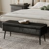 Leather Bench with Storage Ottoman, Foot Rest with Legs, Entryway End of Bed Bench with Stitching, Safety Hinges, for Living Room, Bedroom, Entryway - 2 of 4