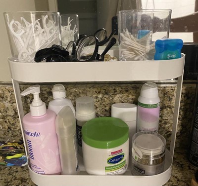 Honey Can Do Metal Bathroom Counter Organizer Shelf with 2 Tiers, White