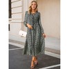 INSPIRE CHIC Women's Leopard Print Long Sleeve Tie V Neck Flowy Party Y2k Cheetah Dresses with Pockets - 2 of 4