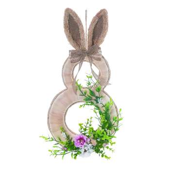 Northlight Colorful Deco Mesh Ribbon Easter Bunny Wreath 24 Unlit