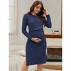 INSPIRE CHIC Women's Fleece Maternity Dress Long Sleeve Round Neck Bodycon Midi Pregnancy Dress - 2 of 4