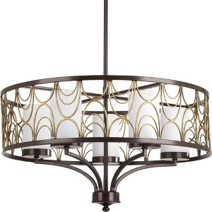 Progress Lighting Cirrine 5-Light Chandelier, Antique Bronze, Etched White Glass - 1 of 4