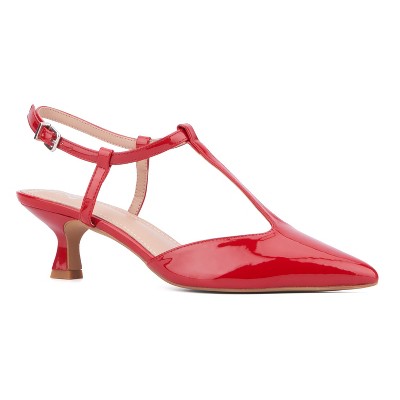 Red patent kitten heels deals