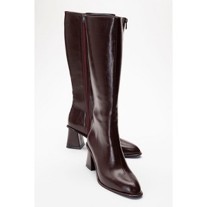 Paradis - Burgundy Block Heel Knee-High Boot (Women) | Prologue Shoes - 1 of 4