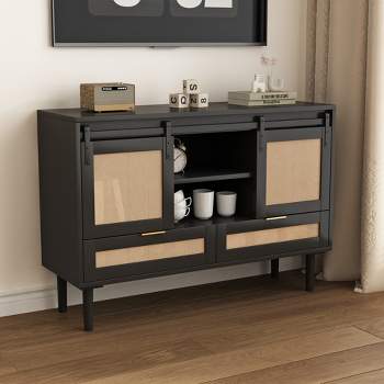 47.24" TV Stand with 2 Drawers, Sliding Barn Door Storage Cabinet for Living Room and Bedroom - ModernLuxe