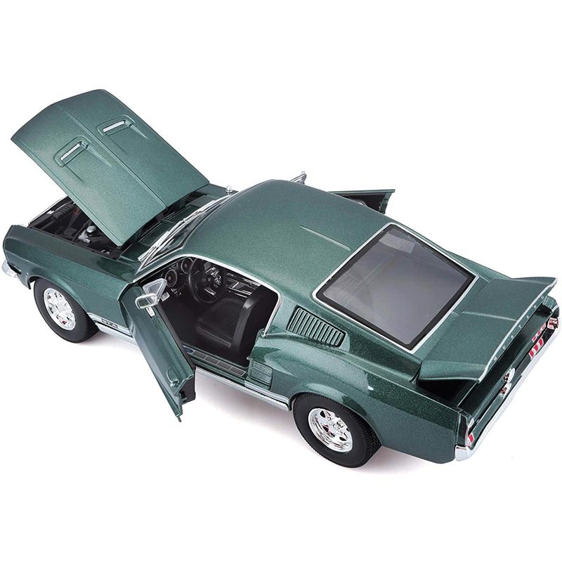 1967 Ford Mustang GTA Fastback Green Metallic with White Stripes 1/18 Diecast Model Car by Maisto, 3 of 7
