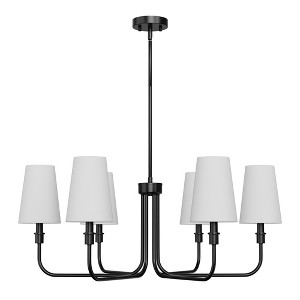 YANSUN 6-Light Industrial Black Chandelier with Tapered Fabric Shade E12 for Dining Room or Foyer Kitchen (Bulbs No Included) - 1 of 1