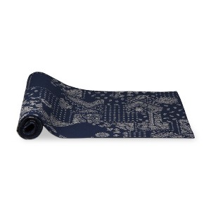 tagltd 14.5" X 72" Bandana Runner Blue Hand Screen Printed Design With J-Hook Table Home Decor - 1 of 3