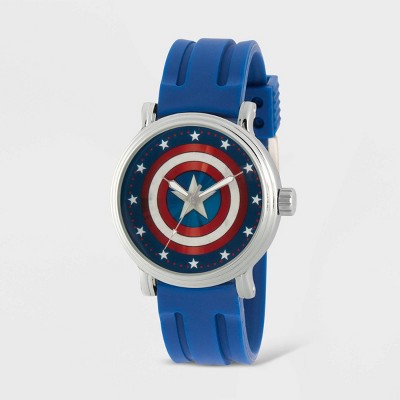 Men's Marvel Classic Captain America Vintage Rubber Strap Watch - Black