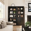 Farmhouse Book Case with Doors, 5 Tier Book Shelf with Cabinet, Wood 68.7" Tall 5 Shelf Book Case for Living Room, Home Office - 2 of 4
