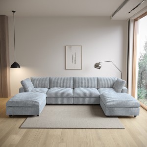 WJShome Cloud Couch Modular Sectional Sofa,157" Oversized U Shaped Couch with Ottoman,6 Seater Convertible Sofa for Living Room - 1 of 4