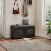 Shoe Bench, Entryway Storage Bench with Doors, Cushion, 2-Tier Shoe Rack, Shoe Organizer Cabinet, Adjustable Shelf for Living Room, Bedroom - 2 of 4
