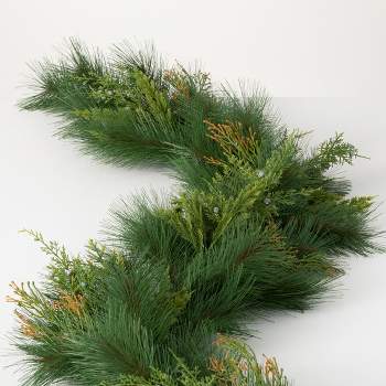 Artificial Mixed Pine & Juniper Garland Green 75"H