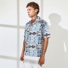 Campus Sutra Men Men's Sky Blue & Cloud Grey Bohemian Impressions Oversized Shirt - 3 of 4