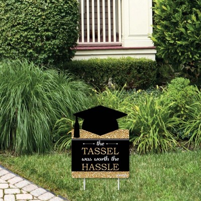 Big Dot of Happiness Gold Graduation Party Yard Sign - Outdoor Lawn Sign - 1 Piece