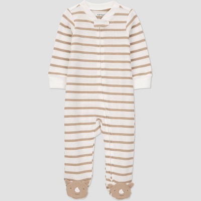 Carter's Just One You®️ Baby Boys' Footed Sleep N' Play - Brown 9M: Cotton-Polyester, Snug Fit, Two-Way Zipper