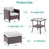 Sonkuki 5 Pieces PE Rattan Furniture Set with Side Table, Patio Chair with Washable Cushion, Ottomans for Balcony, Porch and Yard - 3 of 4