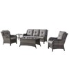 Gymojoy 5 Piece Outdoor Wicker Sofa with Patio Chairs with Coffee Table and Side Table - 2 of 4