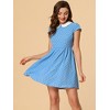 INSPIRE CHIC Women's Peter Pan Collar Short Sleeves Contrast A-Line Polka Dots Dress - 3 of 4