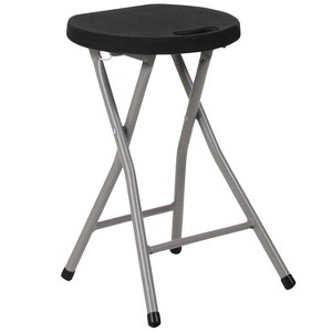 Flash Furniture Foldable Stool with Black Plastic Seat and Titanium Gray Frame - 1 of 4