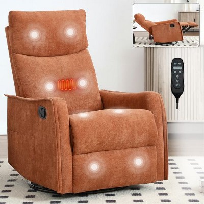 CENGHU Heat Massage Manual Recliner Chair with Rocker and Swivel, Fabric Recliner Chair for Adult, 360� Swivel Rocking Chair for Bedroom, Living Room
