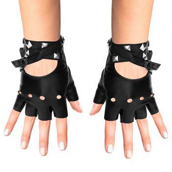 Skeleteen Girls Fingerless Costume Gloves - Black