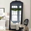 PexFix 30 in. W x 69 in. H Rustic Arched Solid Wood Framed DIY Carved Full Length Mirror in Black - 3 of 4