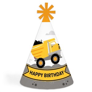 Big Dot of Happiness Dig It - Construction Party Zone - Cone Happy Birthday Party Hats for Kids and Adults - Set of 8 (Standard Size) - 1 of 4