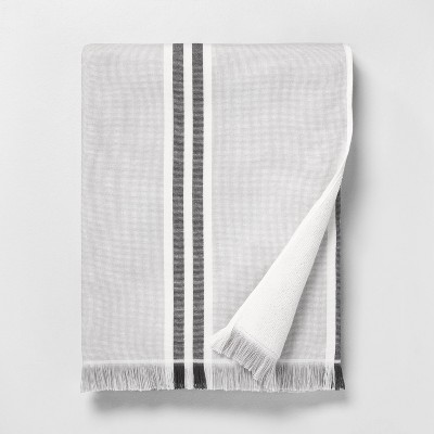 black white beach towel