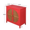 Crete Rattan Accent Storage Cabinet with 2 Rattan Doors,Semicircular Shape Doors Natural Storage Cabinet With 1 Adjustable Inner Shelves-Maison Boucle - 3 of 4