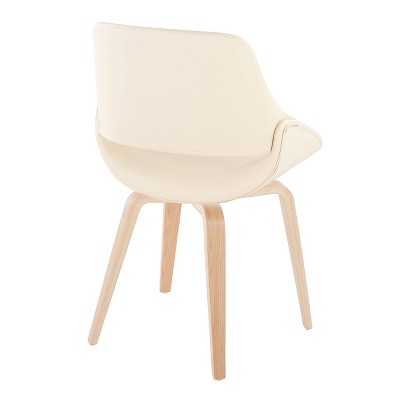 Cream Faux Leather and Natural Wood Upholstered Chair Set