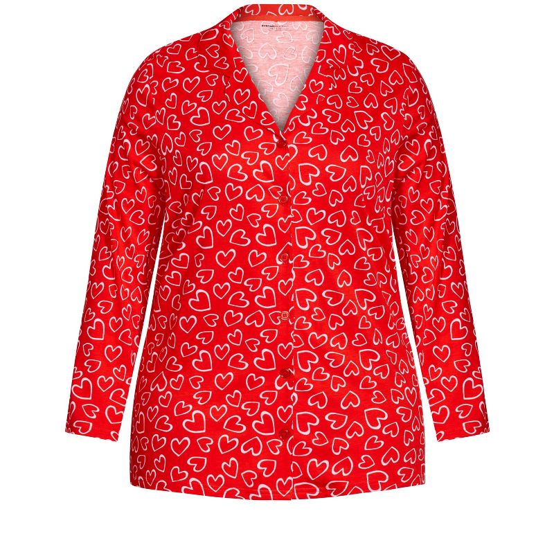 Women's Plus Size Button Through Sleep Top - red heart | AVENUE, 5 of 7