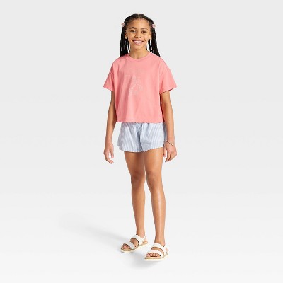 Детские Cat & Jack Girls' Short Sleeve Boxy "Lucky" Graphic T-Shirt - Cat & Jack™ Coral Pink L — фото 2