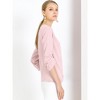 INSPIRE CHIC Women's Work Office Keyhole Pleated Front Ruched 3/4 Sleeve Chiffon Blouse - 4 of 4