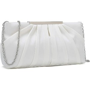 Clutch Evening Bag Elegant Pleated Satin Formal Handbag Simple Classy Purse for Women - 1 of 4