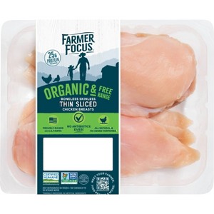 Farmer Focus Organic Boneless Skinless Thin Sliced Chicken Breast - 0.75-1.67lbs - price per lb - 1 of 2