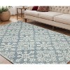 Sky Blue And Ivory Wool Oriental Hand Hooked Area Rug - 2 of 4