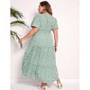 BLUEMING Plus Size Womens Dresses Floral Surplice A-Line Maxi Dress Waist Belted Floral Maxi Dress Wasit Tie Bell Sleeve Dress - 2 of 4