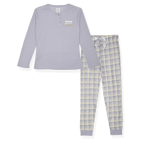 Sleep On It Girls 2-piece Fleece Pajama Sets- Plaid, Purple