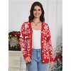 Clearlove Womens Christmas Cardigan V Neck Button Down Long Sleeve Open Front Cardigan Sweaters Knitwear Snowflake Elk Pattern - 3 of 4