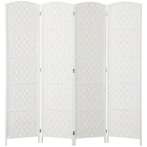 Aghana Digitals 4-Panel Natural Wicker Weave Room Divider, 6FT Tall Portable Privacy Screen with - 1 of 4