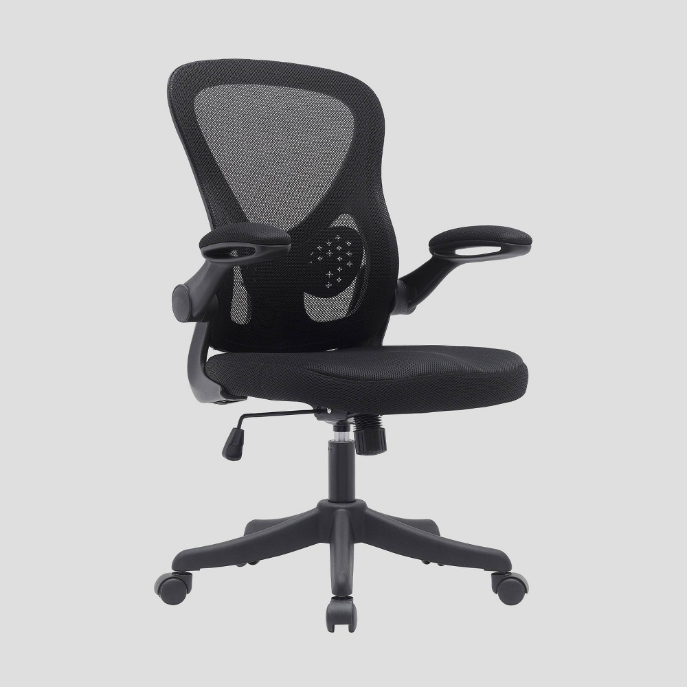 Photos - Computer Chair Mesh Task Office Chair with Flip Up Arms Black - Techni Mobili: Ergonomic,